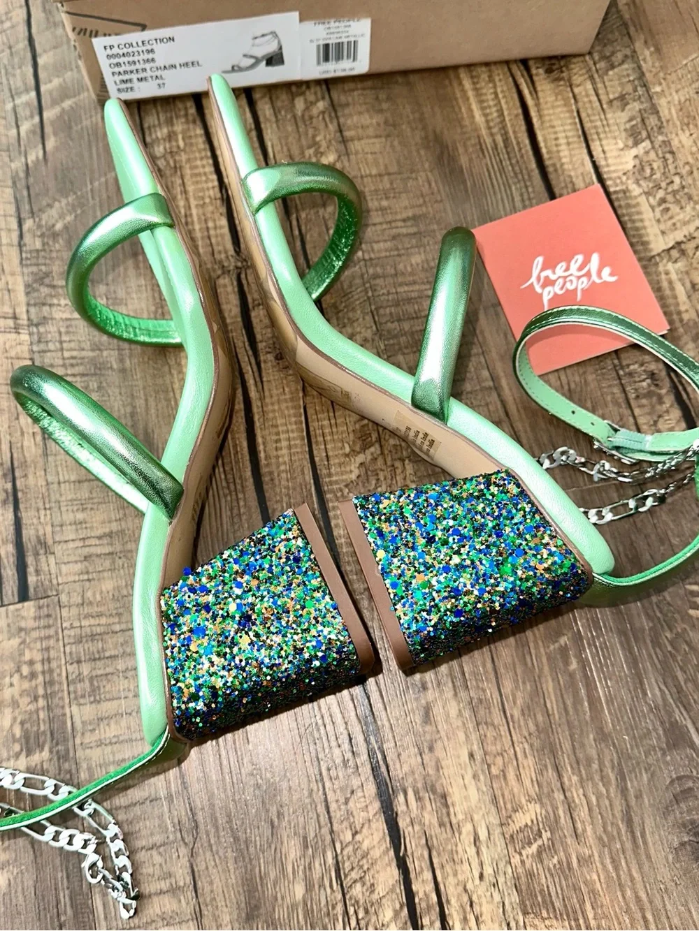 FREE PEOPLE Leather Parker Chain Heeled Sandals
